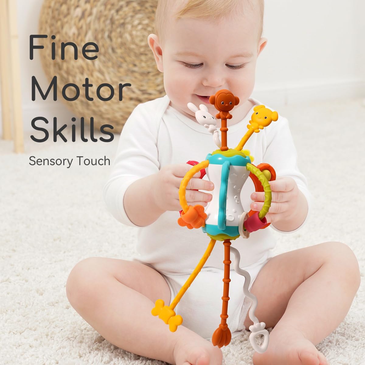 Toddlers Airplane Travel Toys Montessori Toys for Babies 6-12-18 Months Boy Girl Sensory Baby Infant Car Seat Toys Essentials Silicone Pull String Newborn 1 2 3 Year Old