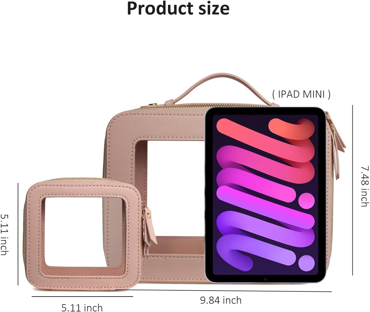 Small Clear Makeup Bag for Purse,Cute Travel Cosmetic Case Bag(Mini Nude)