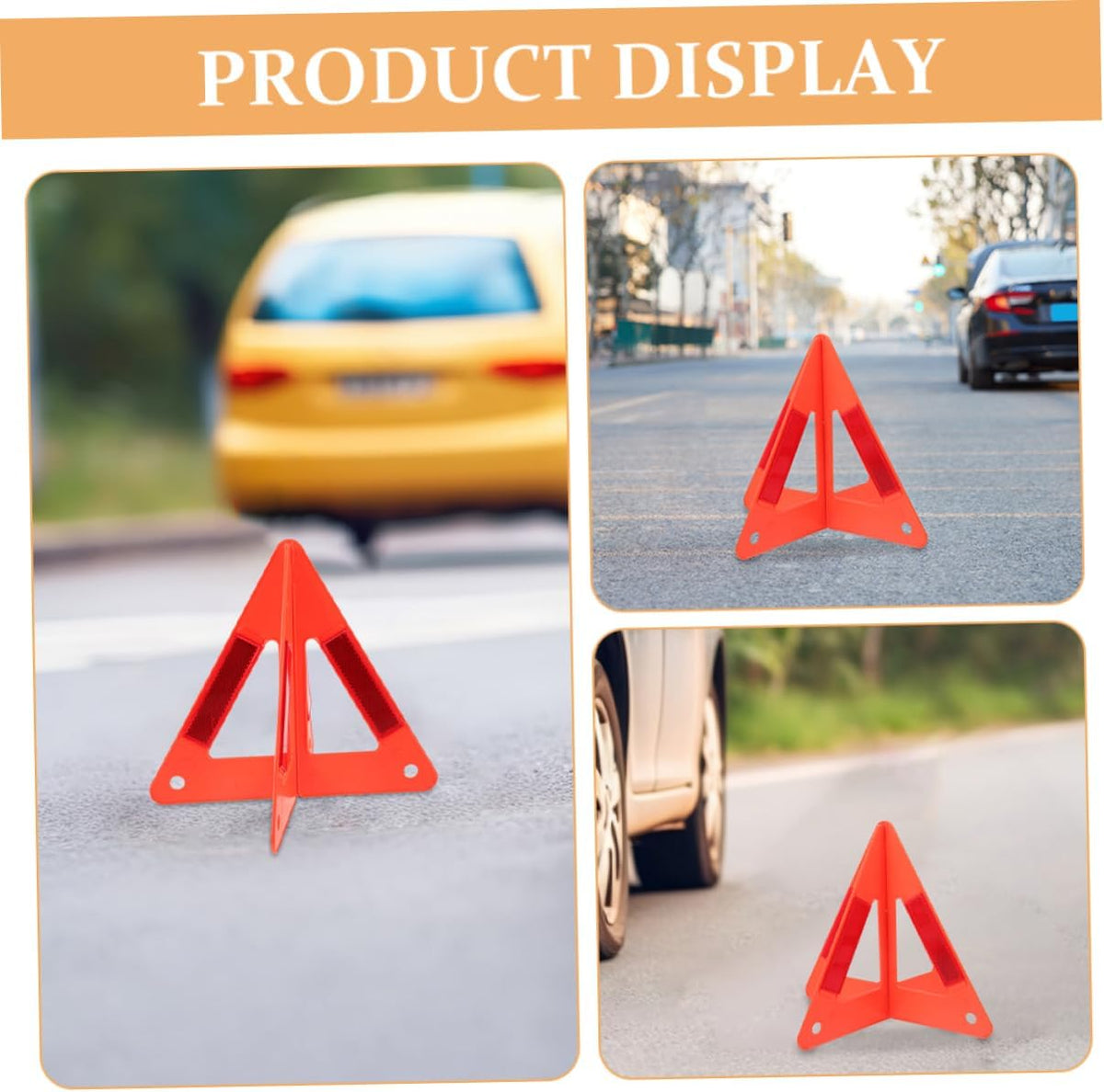 5pcs Foldable Reflective Safety Triangle for Vehicle Roadside Alerts