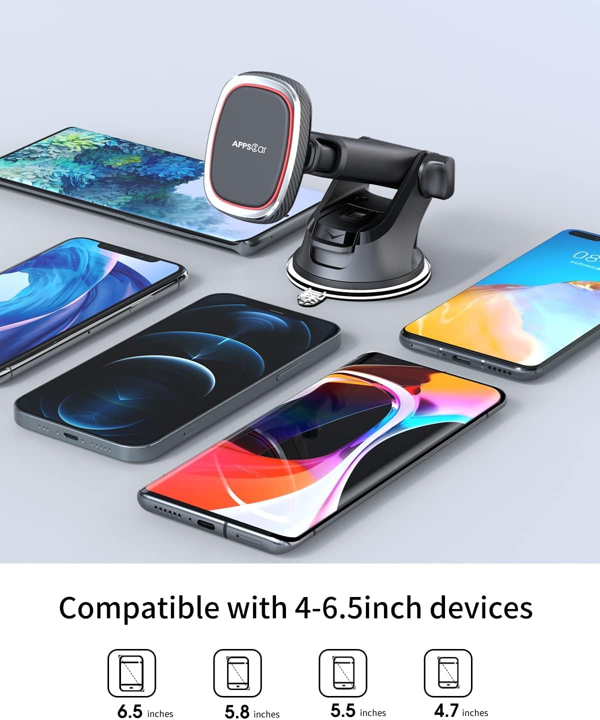APPS2Car Magnetic Phone Holder for Car, Dashboard Windshield Phone Mount