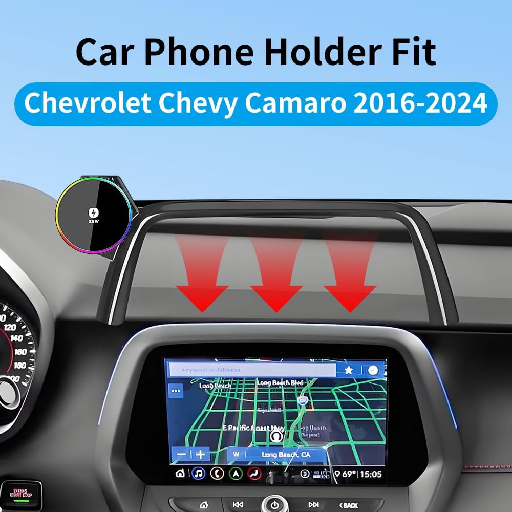 Qi2.2 Max 25W Fast Wireless Car Charger Phone Holder for Chevrolet Chevy Camaro 2016 2017 2018 2019 2020 2021 2022 2023 2024 Auto Accessories Magnetic Cell Phones Mount Compatible with MagSafe