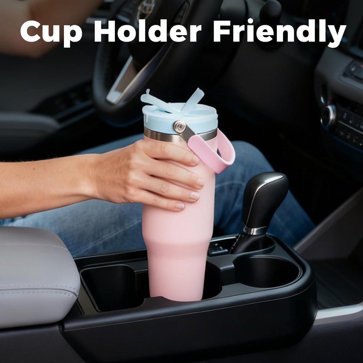 40 oz Insulated Stainless Steel Bottle with 2-in-1 Straw and Spout Lid, Water Bottle with Carry Handle Keep Cold 24H, Leak-Proof, Fits in Car Cup Holder, Travel, and School（Purple）