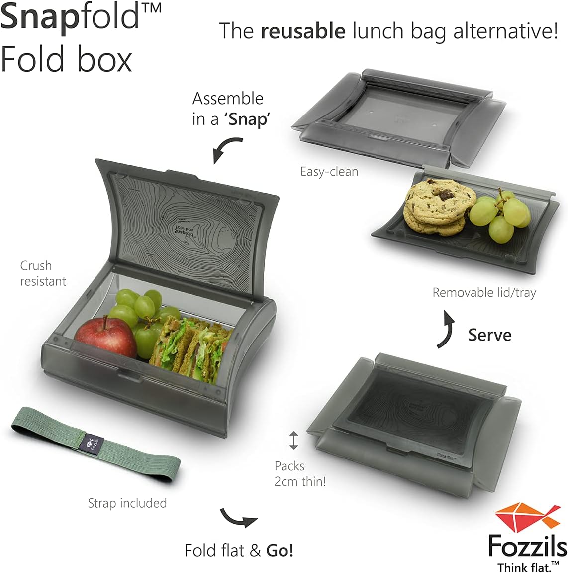 Fozzils Snapfold Fold Box Light Grey/Grey