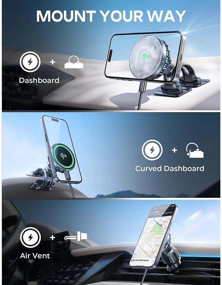 LISEN for iPhone 18 Pro Max Car Charger Mount Holder for Qi2.2 25W Cooling