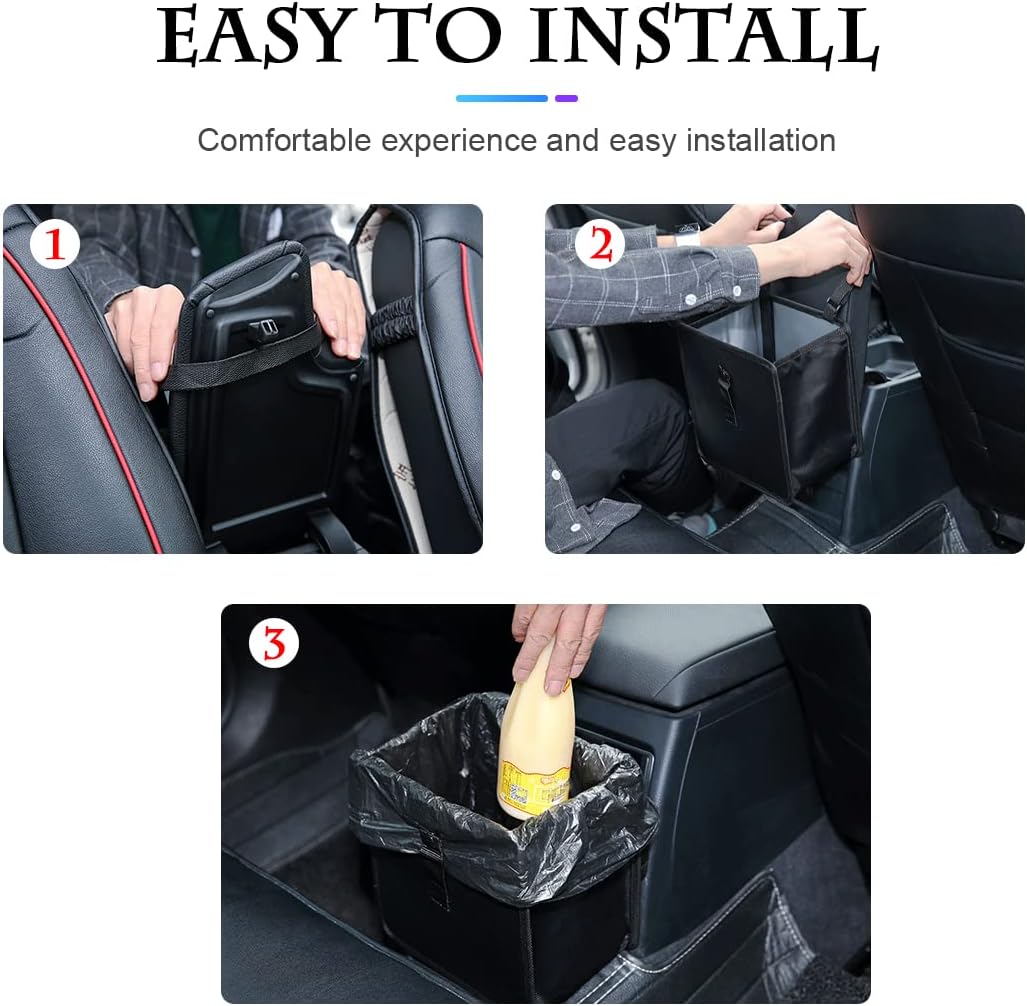Foldable Trash Can, Hanging Waterproof Leakproof Storage Bag with Large Capacity, Car Interior Accessories (Large)