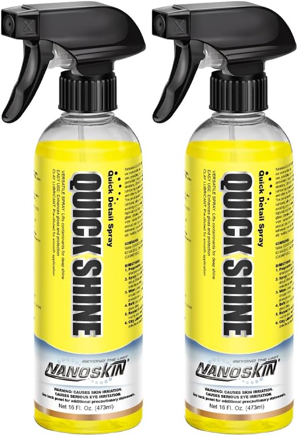 Nanoskin QUICK SHINE Quick Detail Spray 32 Oz. (2x16 Oz) - Car Wax Booster, High-Gloss Detailer, Smudge & Dust Remover, Clay Lubricant for Auto Detailing | For Paint, Glass, Chrome, Wheels, and Trim