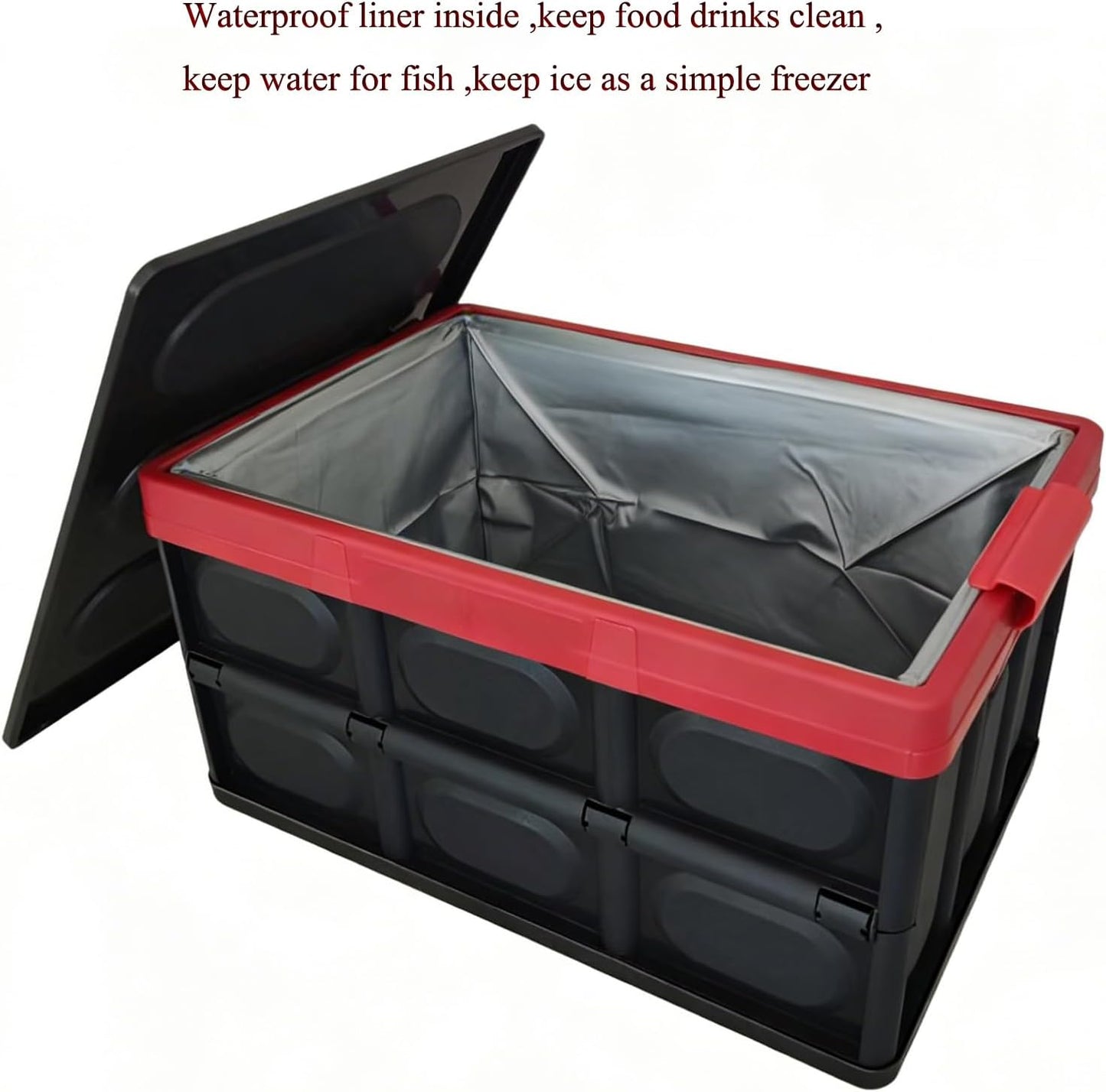 Collapsible Storage Bins with Lids 55L, Trunk Organizer for SUV Foldable Plastic Outdoor Storage Containers with Secure Latches, Waterproof Cargo Box for Camping Home, Garage, Closet 2PCKS