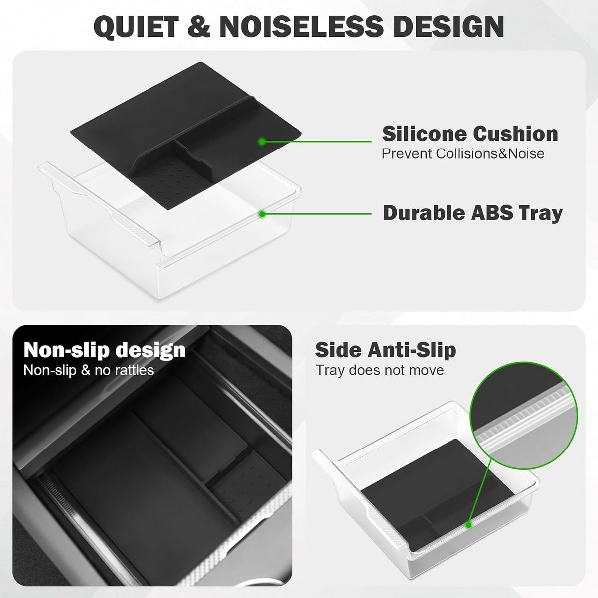 9PCS Center Console Organizer Set for Tesla Model Y Juniper 2026, Console Storage Tray Kit with Anti-Slip Wireless Charging Pad, Armrest Organizer & Cup Holder Insert (Not for Standard)