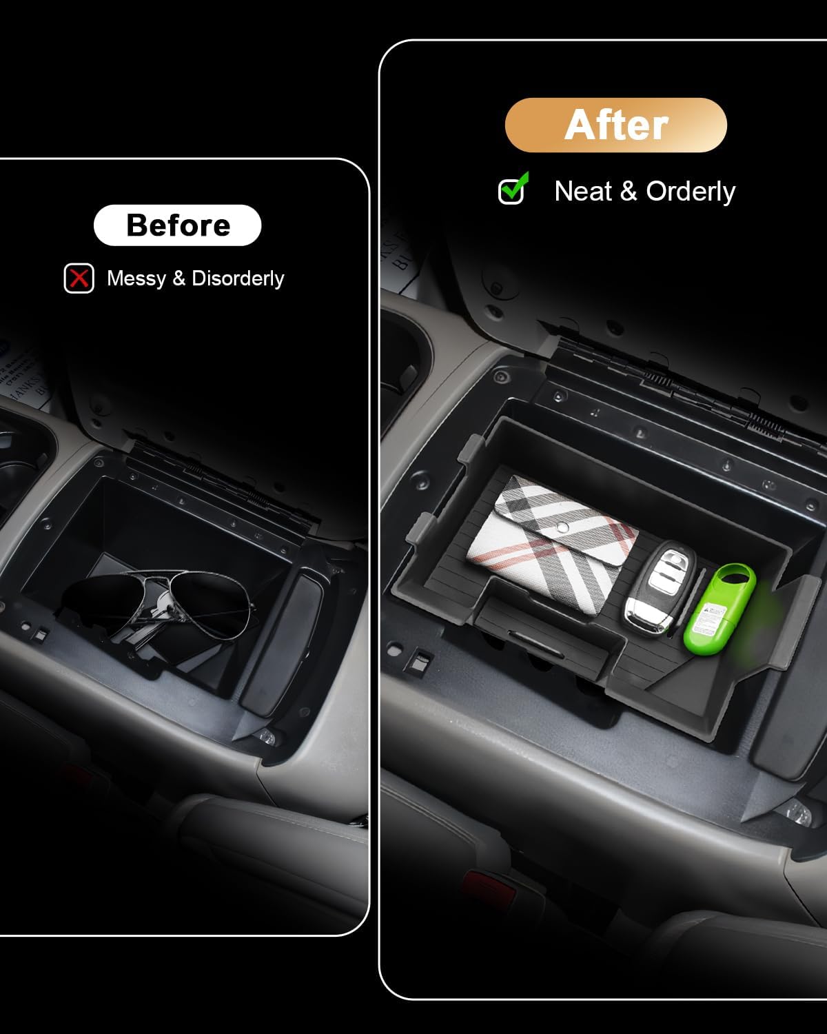 ECOZEN Center Console Organizer For 2003-2006 Silverado/Sierra 1500/2500HD/3500HD & 2007 Silverado/Sierra Classic & 2002-2006 Chevy Avalanche Accessories - Full Console w/Bucket Seats Only