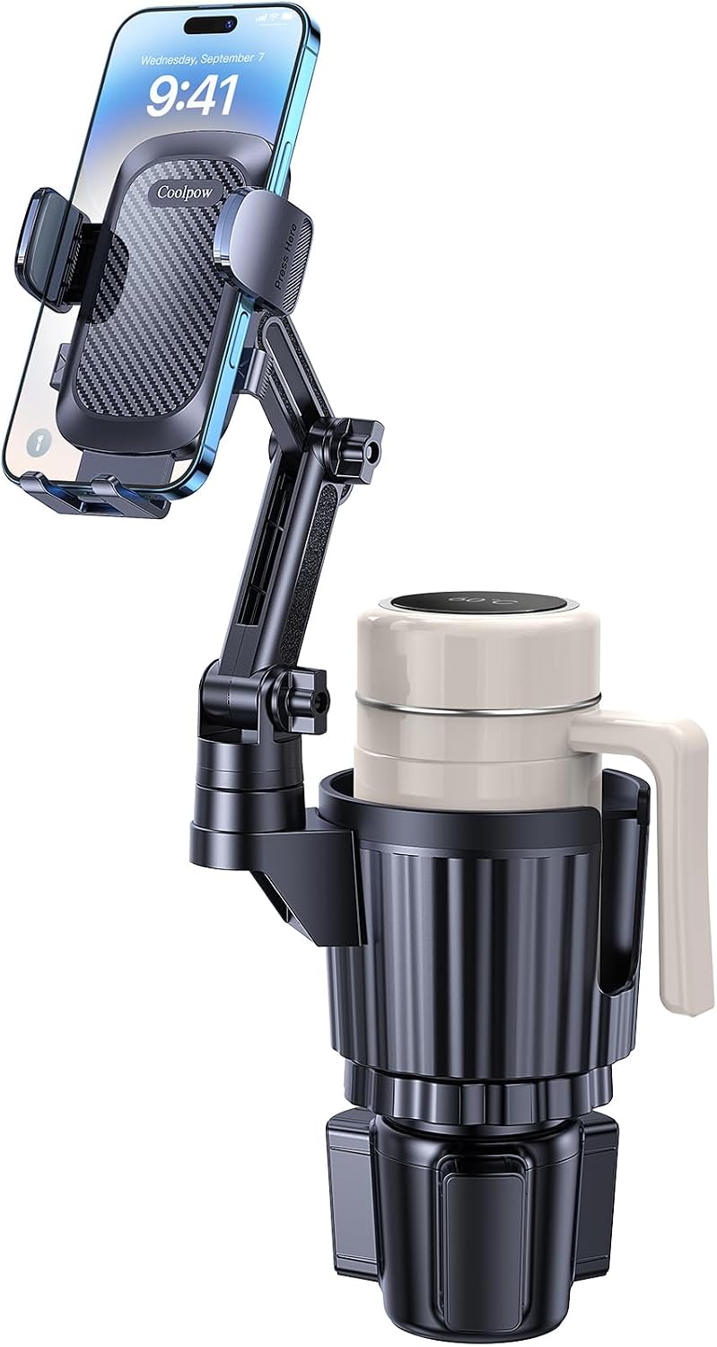Coolpow Car Phone Holder Mount, 2 in 1 Universal Cup Car Phone Holder