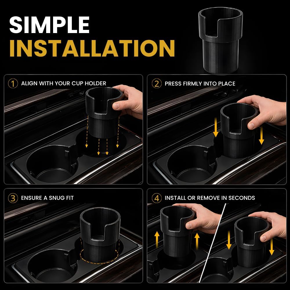 Large Cup Holder Adapter Compatible with Rivian R1S R1T – Expands to Fit 40oz Tumblers | Secure Friction Fit Insert for Oversized Bottles and Travel Mugs