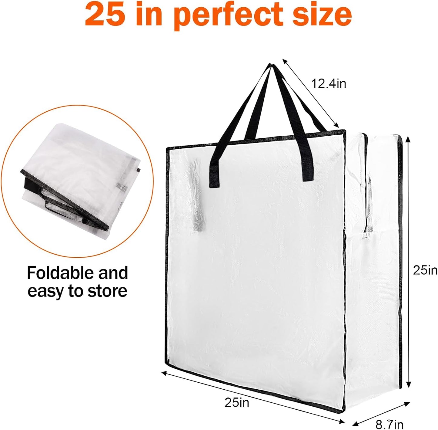 3-Pack 25-Inch Wreath Organizers for Christmas and Holiday Storage | Three clear storage bags hold wreaths and seasonal decor with reinforced handles, sturdy zippers and foldable design.