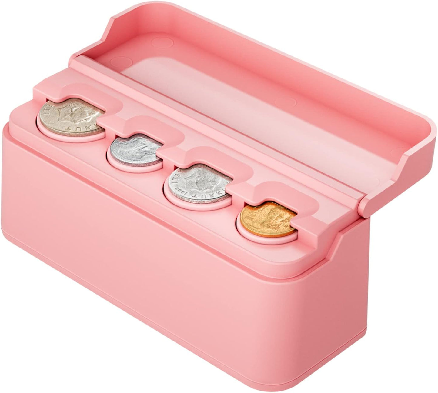 JOYTUTUS Coin Holder for Car Change Organizer Universal Storage Coin Money Dispenser Fit for Most Car Trucks Accessories(Pink, 2 Pack)