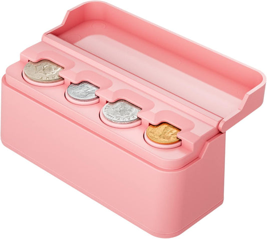 JOYTUTUS Coin Holder for Car Change Organizer Universal Storage Coin Money Dispenser Fit for Most Car Trucks Accessories(Pink, 2 Pack)