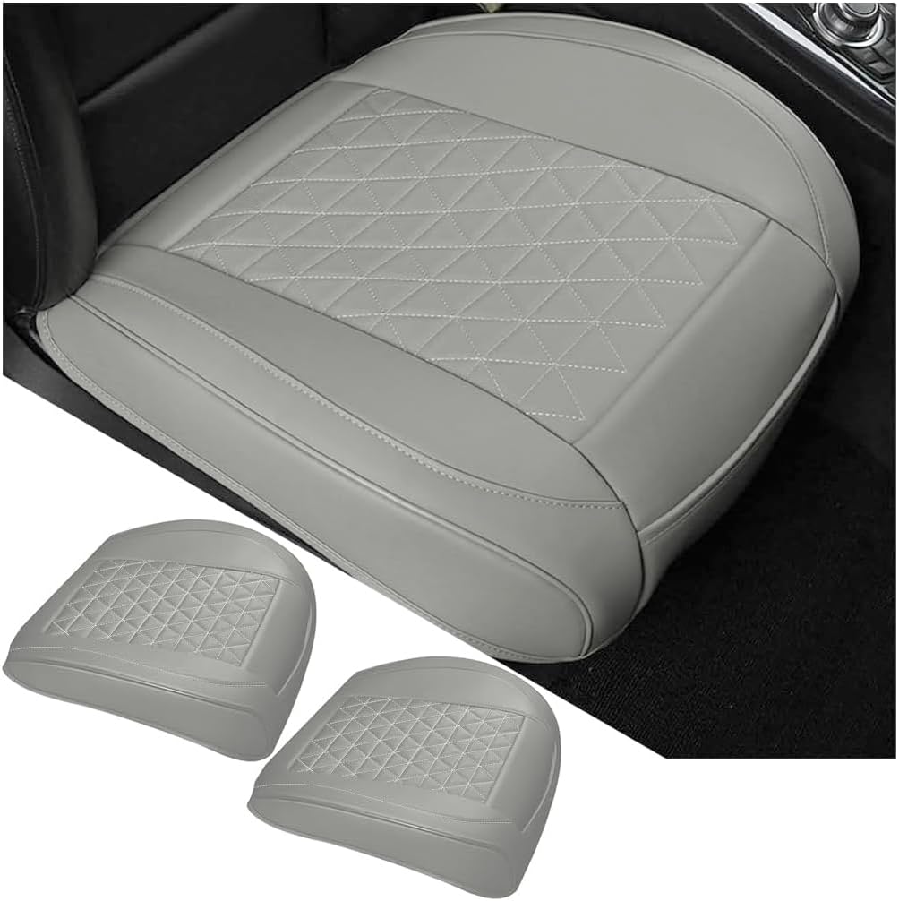 2PCS Leather Car Seat Cover, Front Bottom Seat Protector Pad, Black
