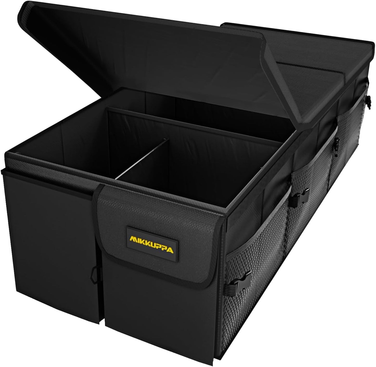 MIKKUPPA Car Trunk Organizer - 95L Collapsible Trunk Organizer with Lid, Sturdy Car Storage for SUV Auto Truck Van with Adjustable Straps and Non Slip Bottom (Black, XX-Large)