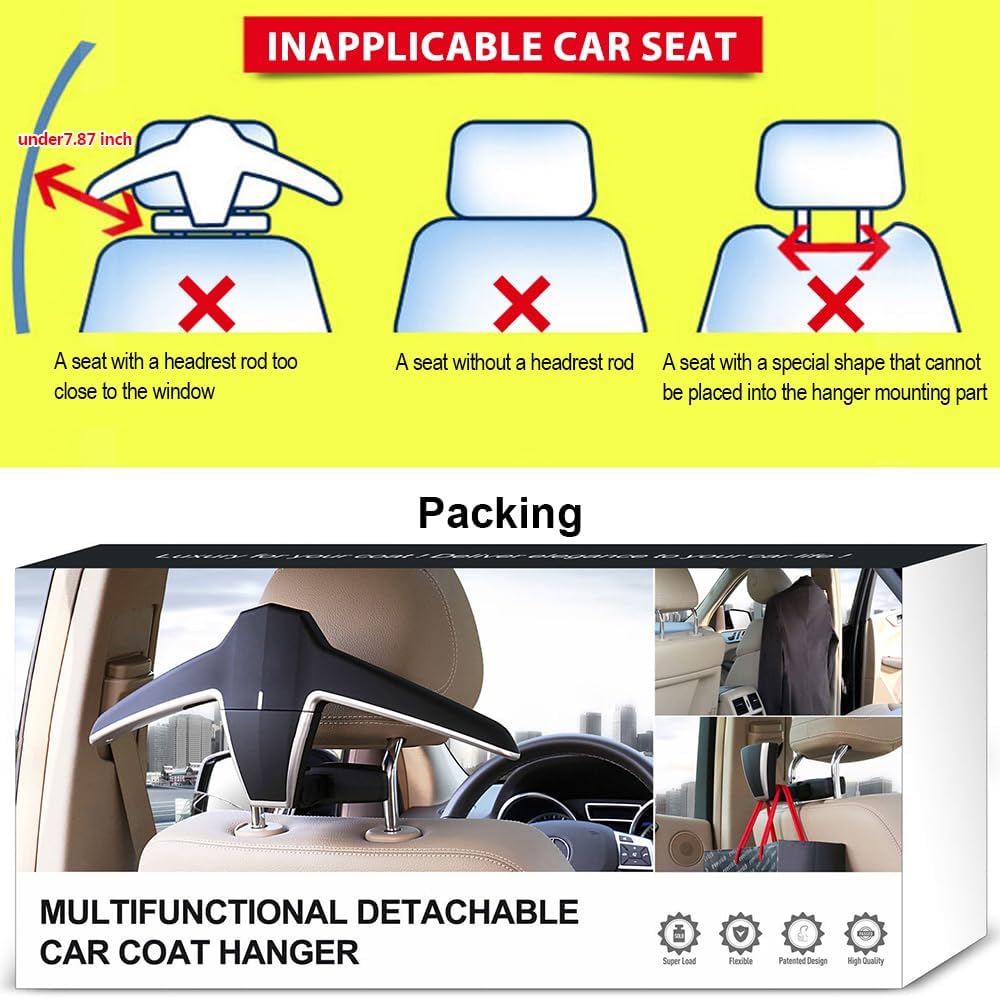 Car Coat Hanger with 2 Car Seat Headrest Hooks