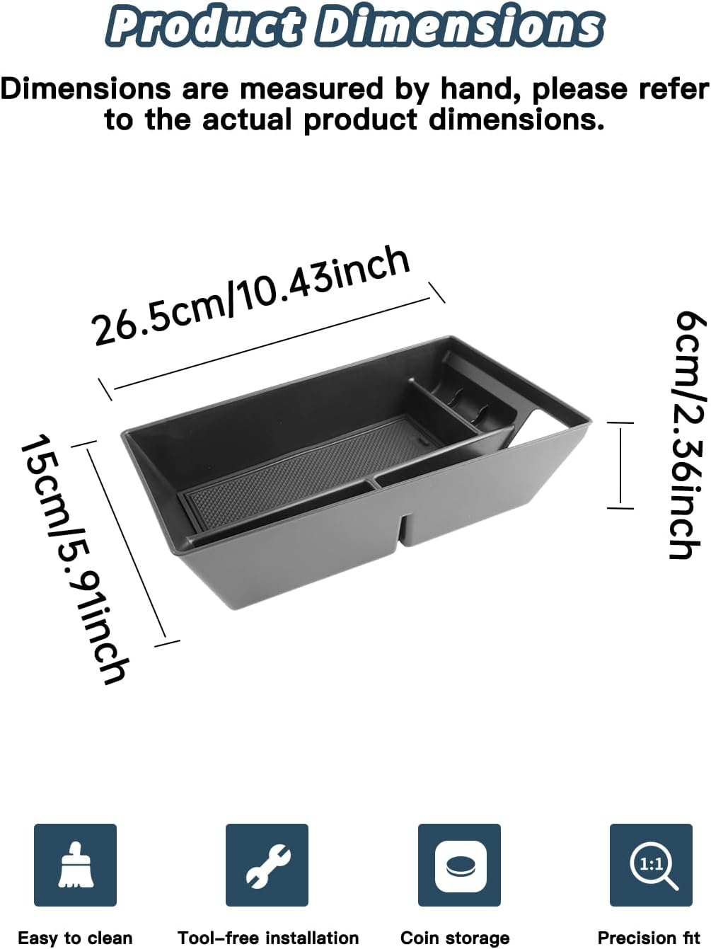 Ruiya 2021-2024 Mach E Center Console Organizer for Mustang Mach‑E accessories ABS Armrest Console Organizer Compatible with 2021 2022 2023 2024 Mustang Mach E All Trims (Select, Premium, GT, Rally)