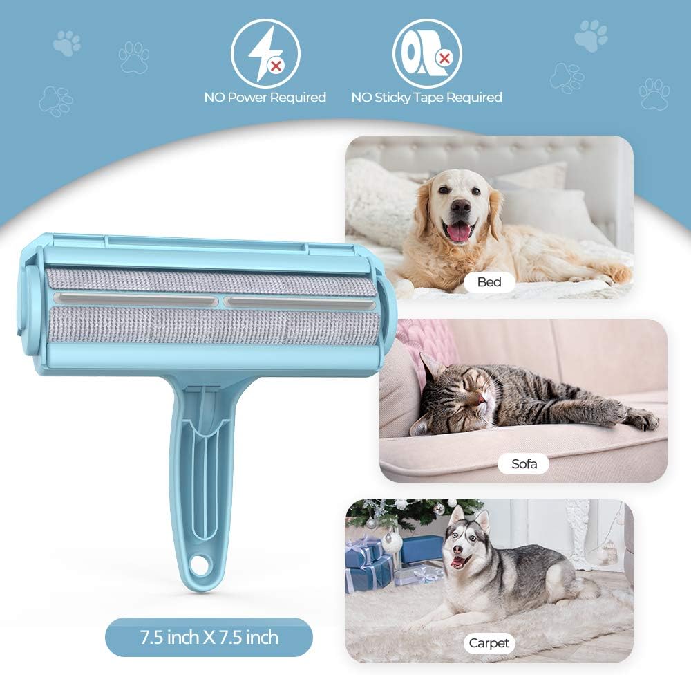 DELOMO Pet Hair Remover Roller: Reusable Lint Roller with Large Fur Bin - Portable Cat and Dog Hair Remover for Couch, Bedding, Car, Rugs & Furniture, Effective and Eco-Friendly, for Multi-Pet Homes