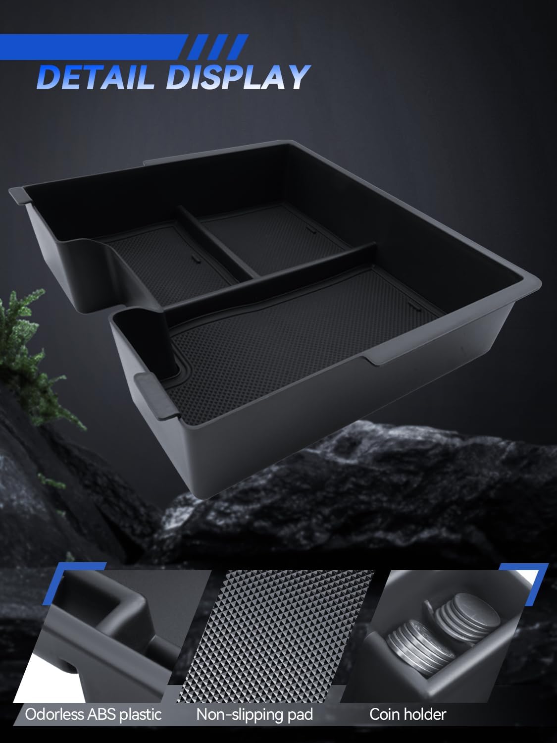 for Nissan Titan Center Console Organizer 2016-2019 2020 2021 2022 2023 2024 2025 Nissan Titan Accessories Armrest Tray Middle Storage Box Insert Container Durable ABS Plastic