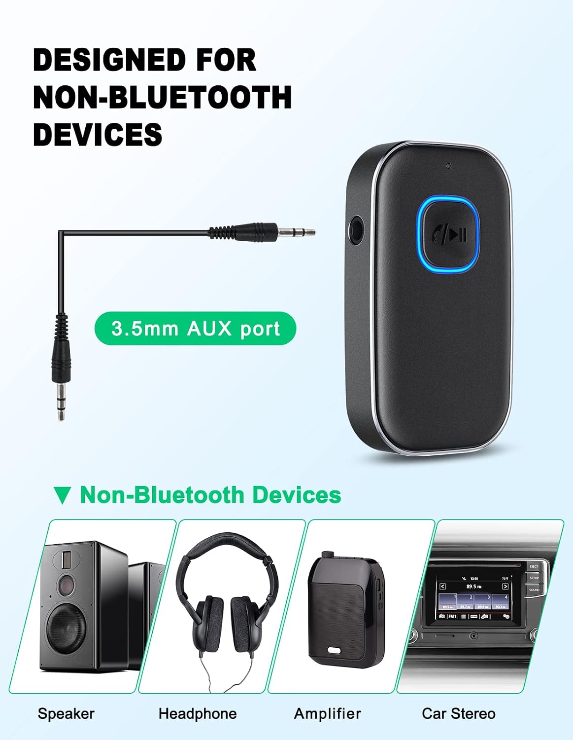 COMSOON Bluetooth Receiver for Car, 3.5mm AUX Bluetooth Car Adapter