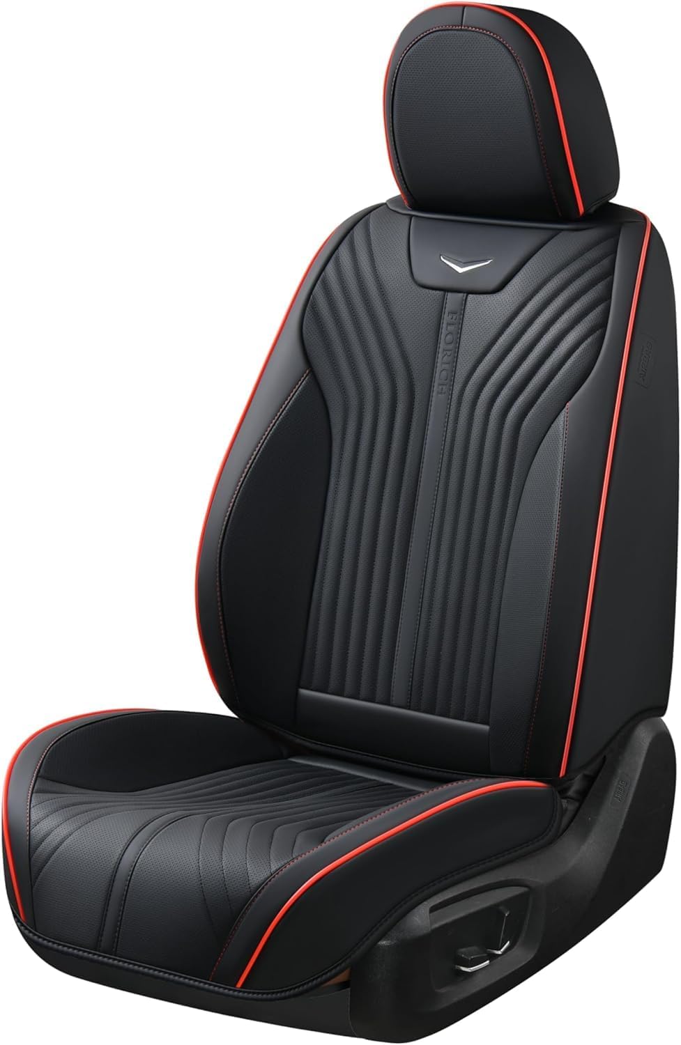 FLORICH Automotive Seat Covers Front Seats Leather Car Seat Cover Waterproof Breathable Car Seat Cushion Protector Universal Fit for Most Cars Trucks SUV, Black&Red Line