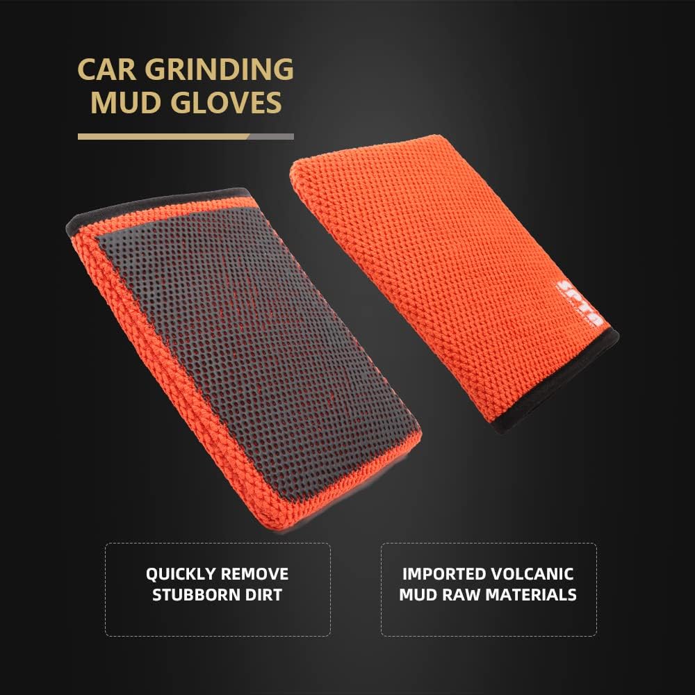 SPTA Clay Mitt, Pro Medium Grade Clay Bar Infused Mitt, Car Detailing Glove Quickly Removes Debris from Your Paint, Glass, Wheels, & More -CB306
