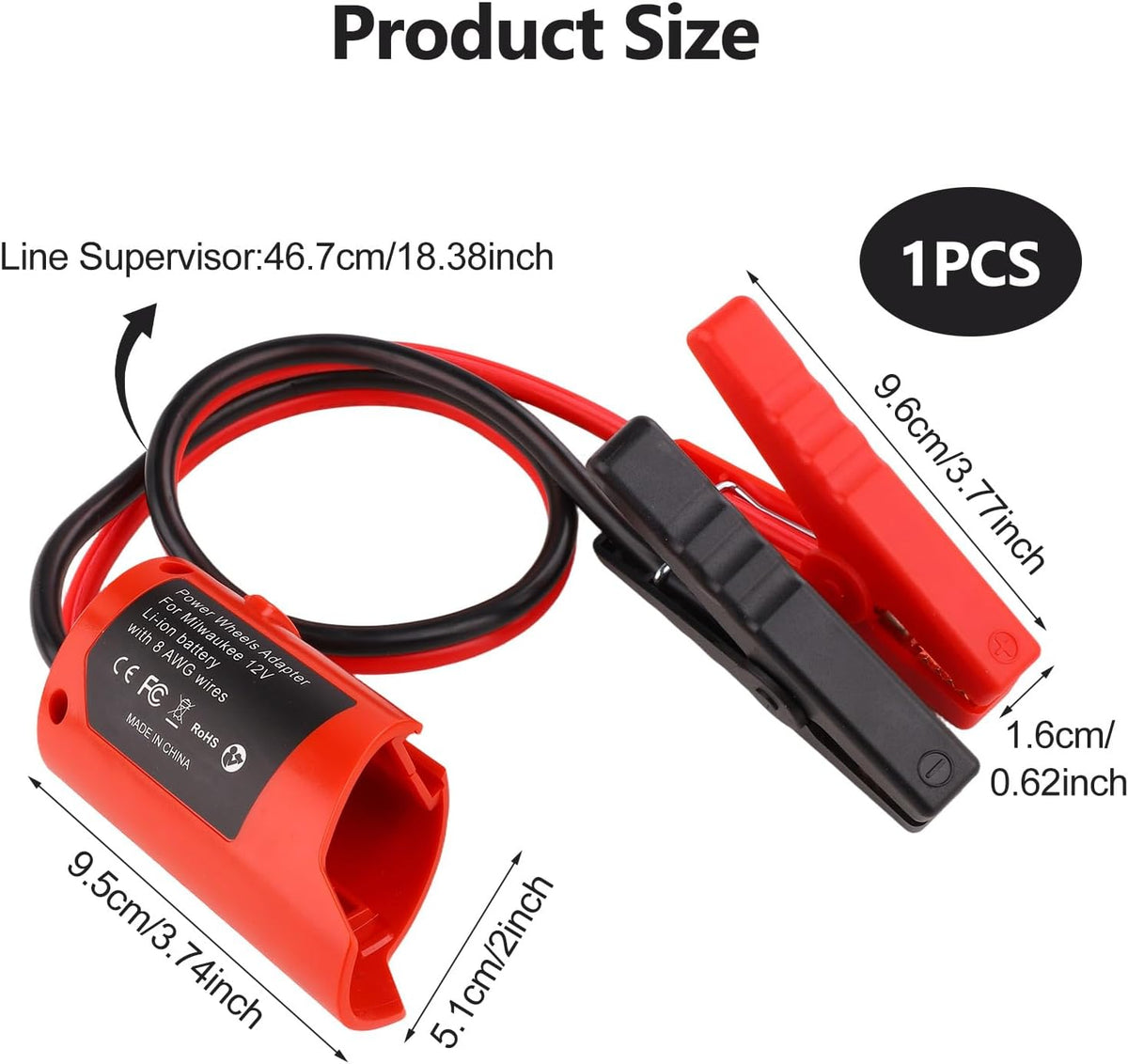 Jumper Cable Clamps Adapter Compatible with Mil-Waukee M12 12V Batteries