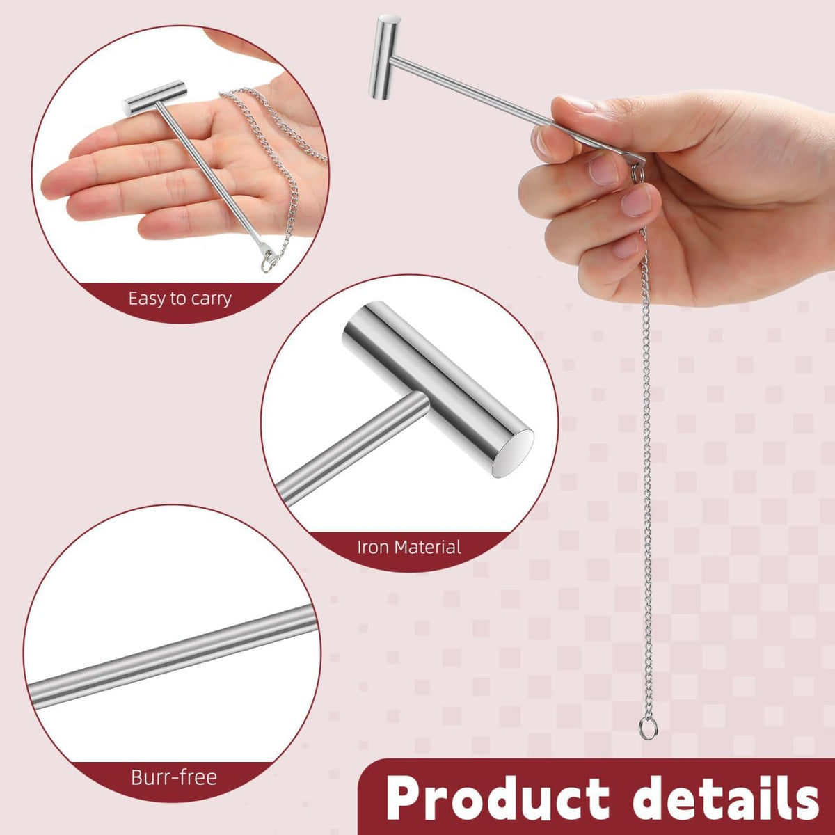 DOITOOL 4pcs Mini Hammer, Emergency Fire Call Point Hammer, Iron Dual Head Small Break Glass Striker for Fire Extinguisher Box, Silver