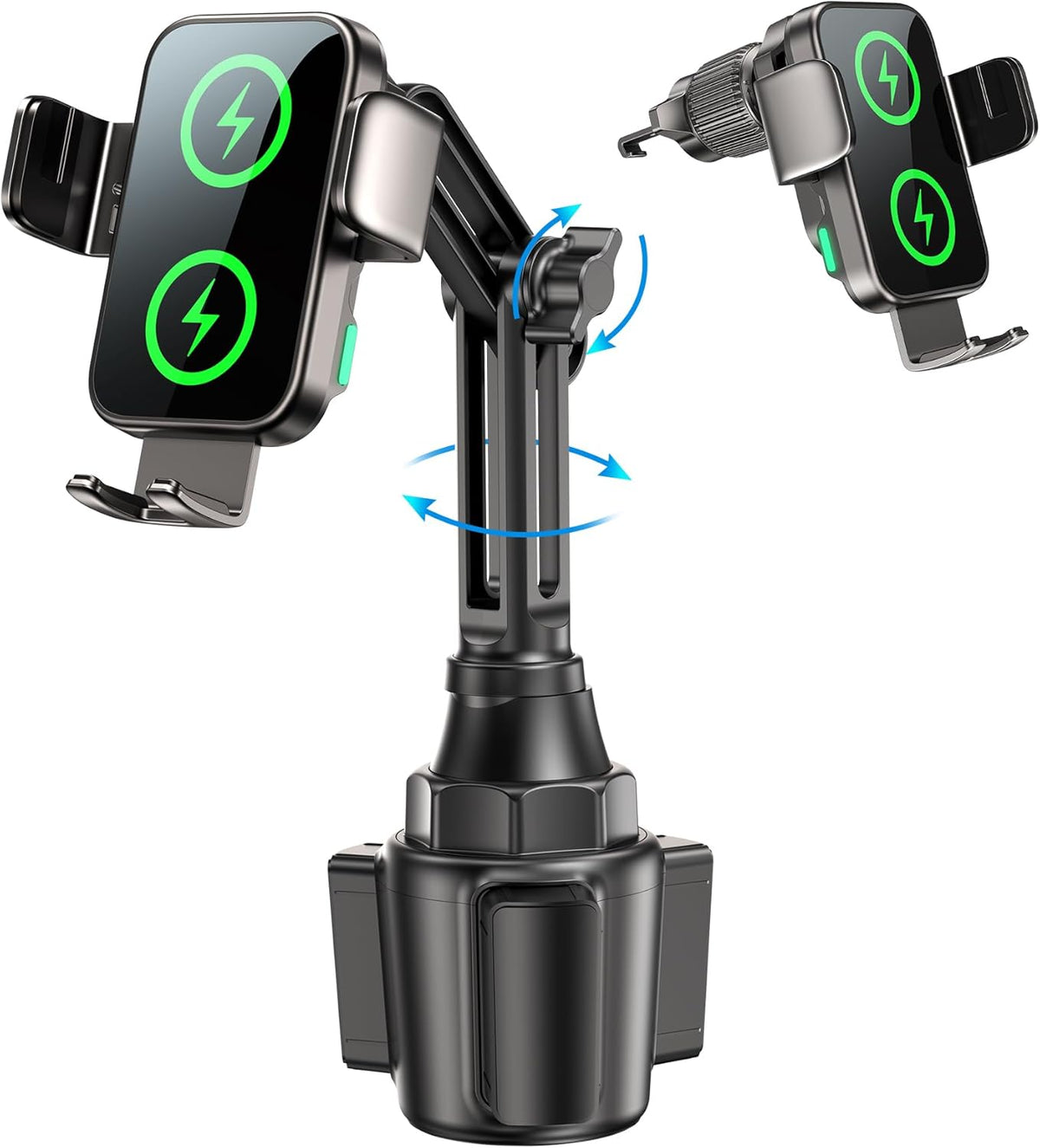 Dual Coil 15W Cup Phone Holder Mount, Wireless Car Charger Auto-Clamping Fast Charging Vent Phone Holders for Your Car for iPhone Duo/18/17/16/15/14/13/12/11 Series, Samsung Flip S25 S24 S23 S22 Ultra