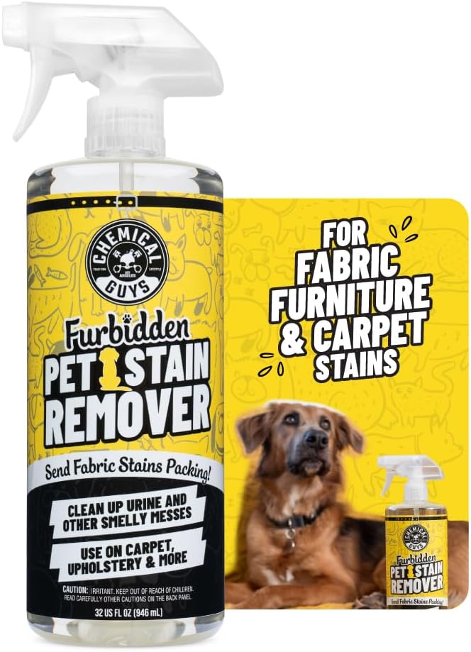 Chemical Guys Pet Mess Cleaning Kit, Furbidden Odor Eliminator 16 oz with Interior Detailing Brush Cleans, Pet Smells, Hair and Light Dirt for Cars Trucks SUVs Home Interiors and Upholstery Care