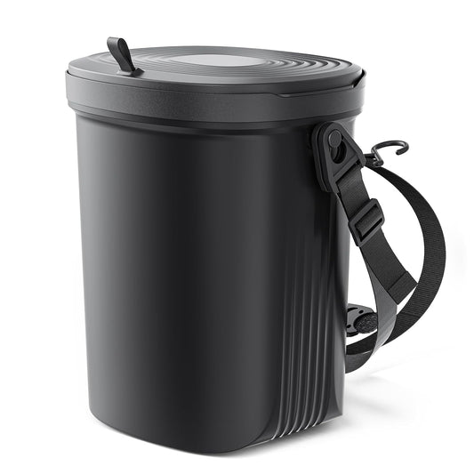 Waretary Car Trash Can with Lid, Leakproof Silicone, 2 Gallon, Black