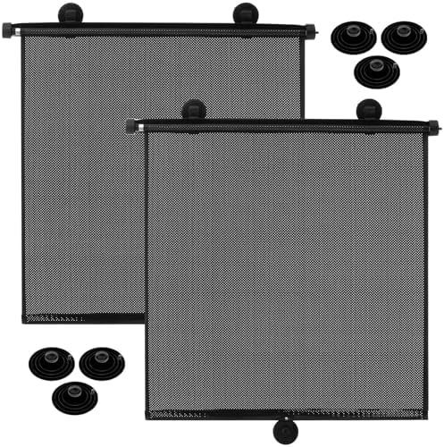 Blosssound 2 Pack Car Side Window Sun Shades Extra Wide Retractable Window Shades for Car Blocks Heat Roller Sunshade Visor for UV Rays Glare Protection Accessories(Black,22 × 24 Inch)