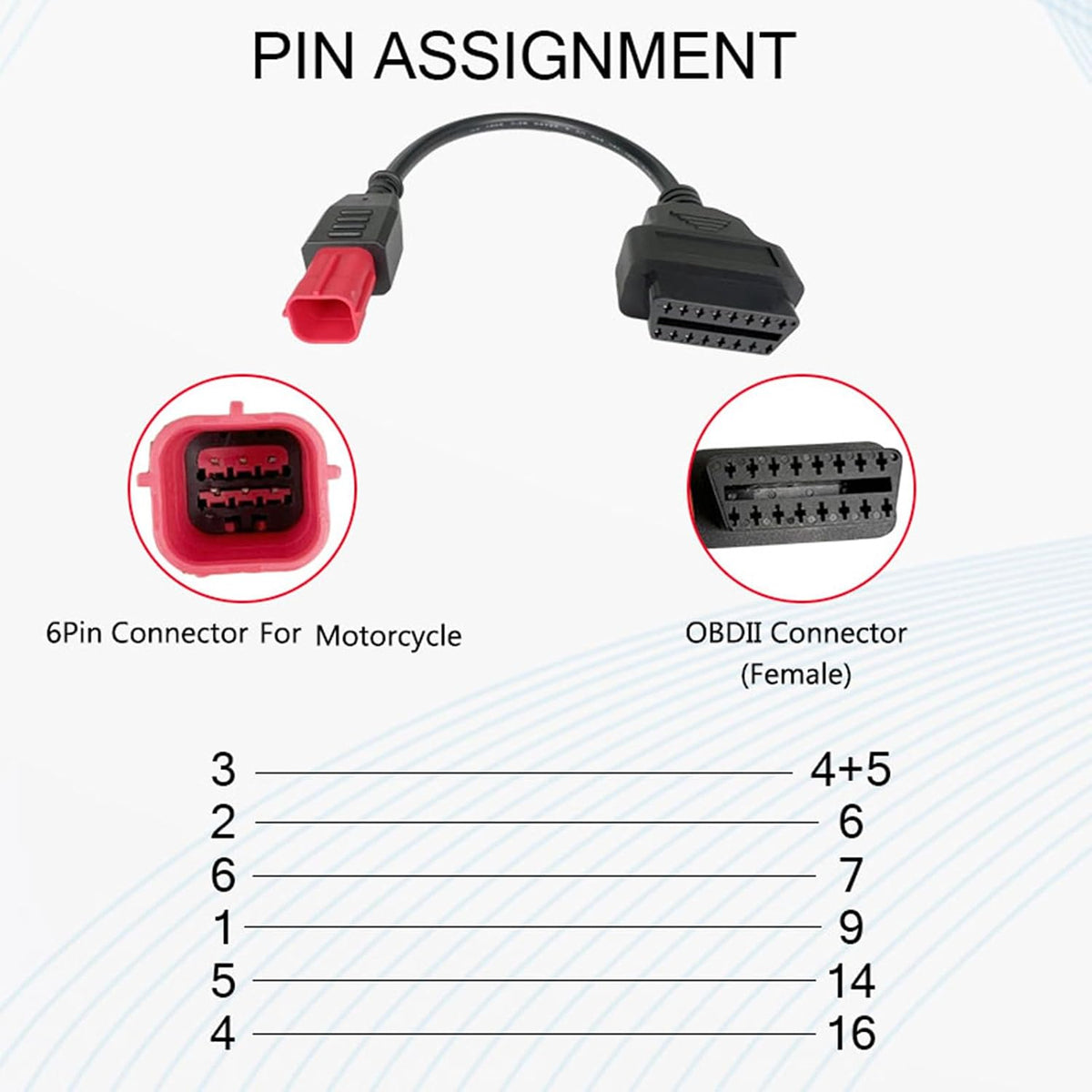 6 Pin OBD2 Adapter Cable for Guzzi Kawasaki Yamaha Honda Motorcycle