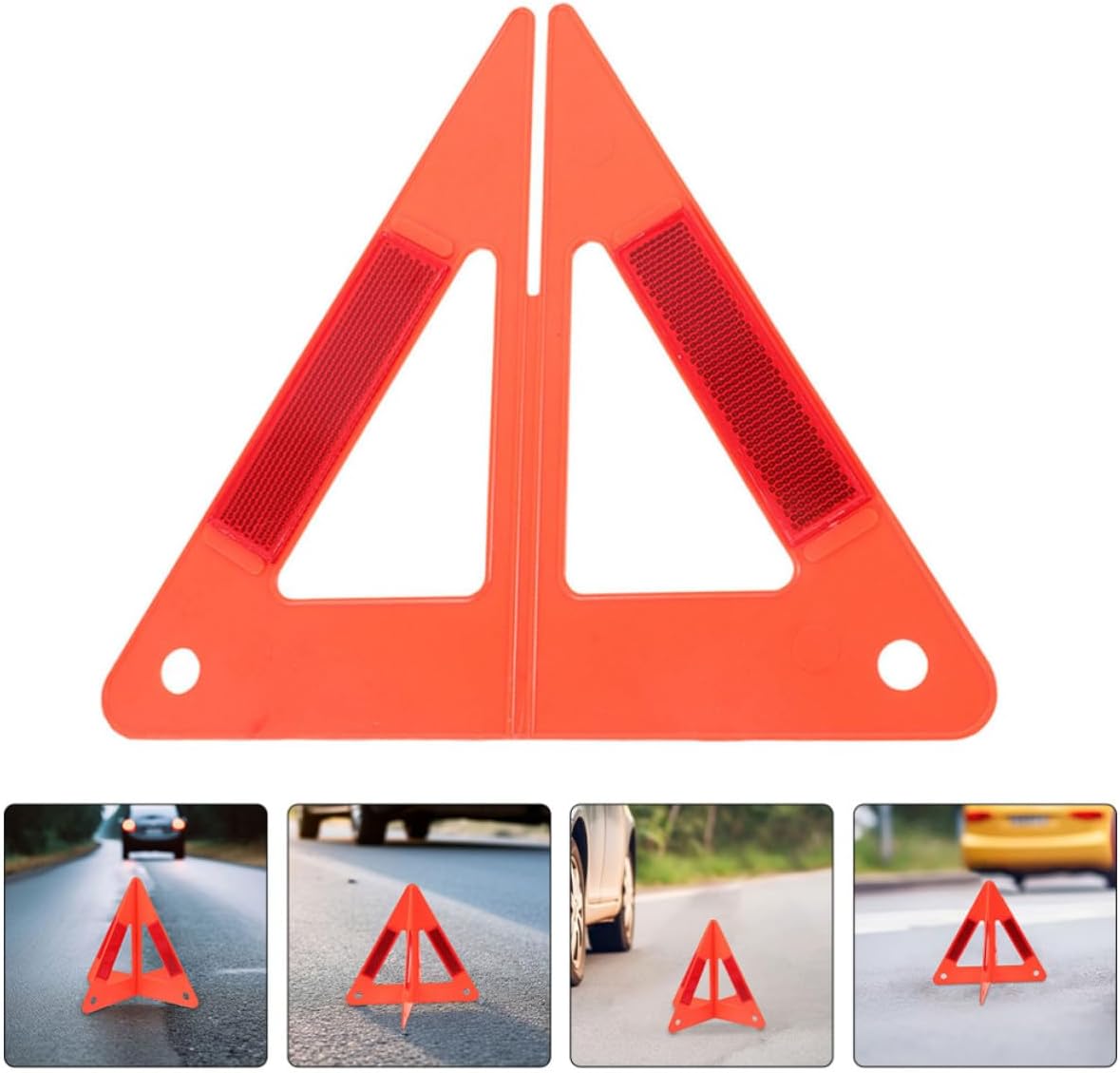 DECHOUS Reflective Triangle Warning Stand for Vehicles Red Plastic 5pcs