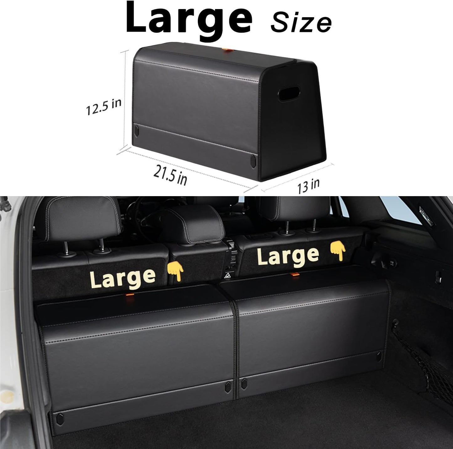 GMQ Trunk Organizers for Car,Car Organizers and Storage for SUV,Magnetic Lid with Collapsible Storage, Large Capacity for SUV, Truck, MPV (L-21.5×13×12.5 IN)