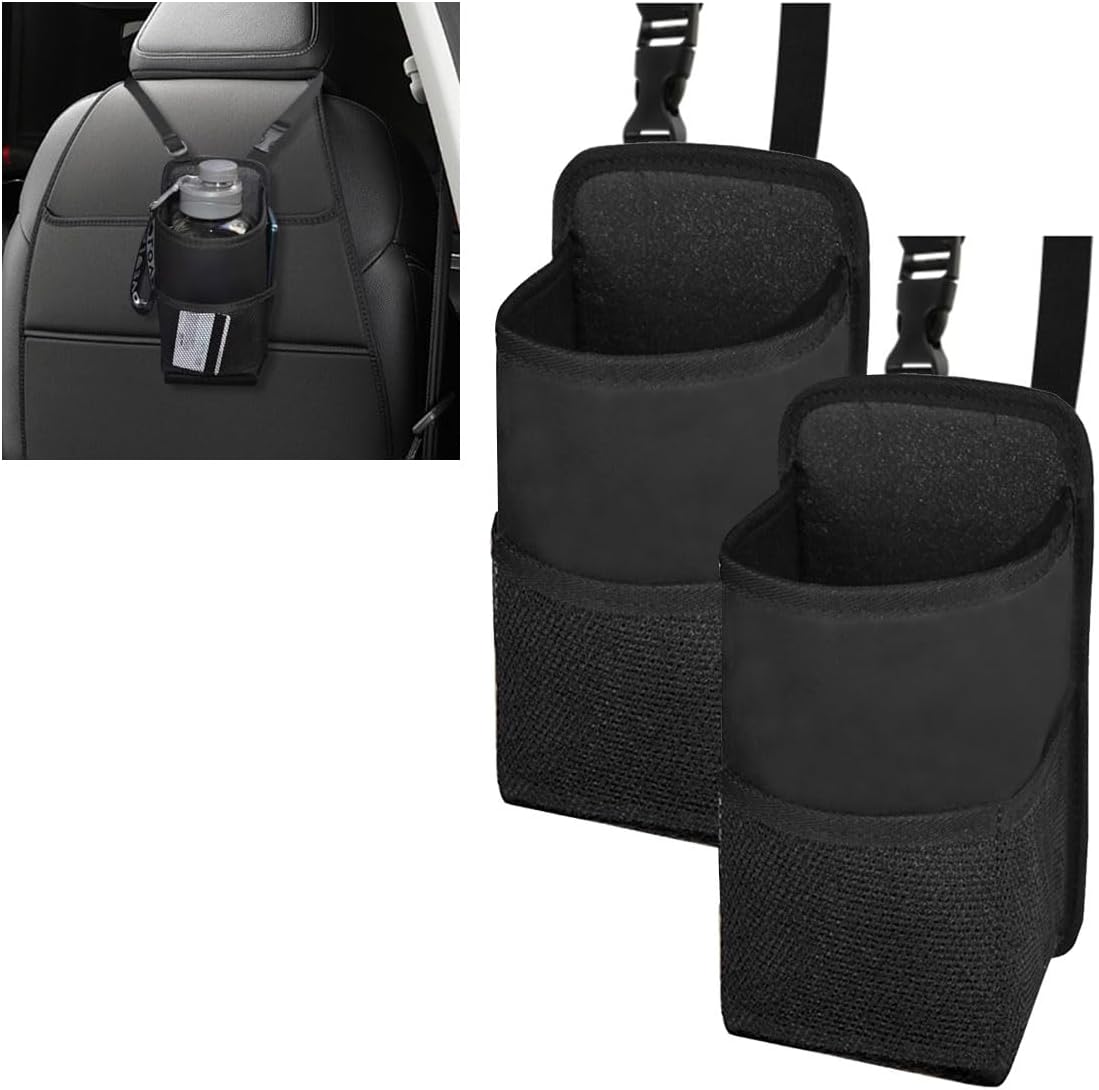 2-in-1 Large Cup Holder, 80 oz Multifunctional Car Seat Side Organizer, Hanging Water Bottle Holder Bag, Car Stuff Holder with Mesh Pocket for Phone & Drink, Suitable for Car SUV Truck (1 PC)