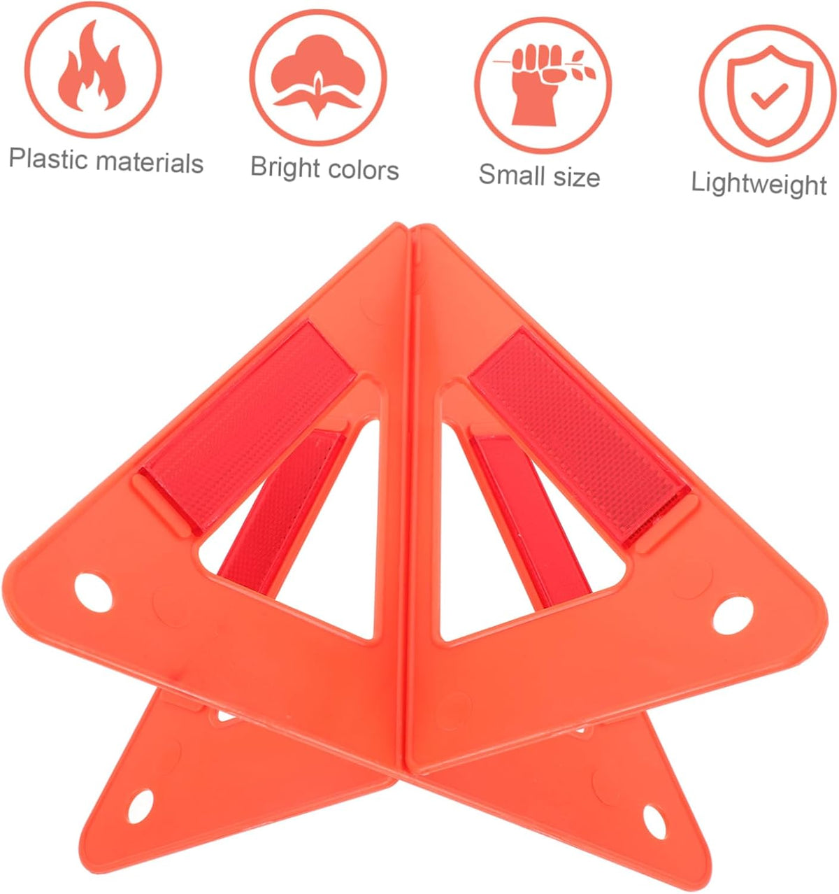 VOSAREA Car Road Emergency Triangle Warning Signs 2 Sets Plastic Red