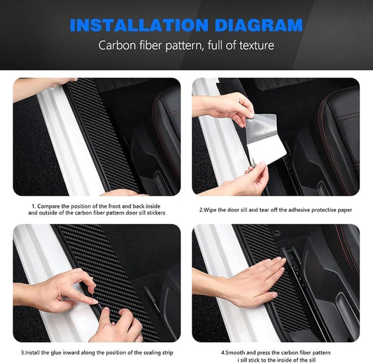 5 Pcs Car Door Sill Protector for Toyota Camry 2018-2023 2024, Automotive Entry Guard Vehicle Threshold Protection Strip Scuff Plate Cover Trim Film