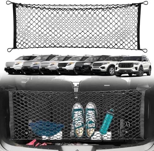 Envelope Style Automotive Elastic Trunk Mesh Cargo Net for Ford Explorer Base Sport XLT 2011-2025 - Premium Trunk Organizer and Storage - Luggage Net for SUV - Best Car Organizer for Ford Explorer