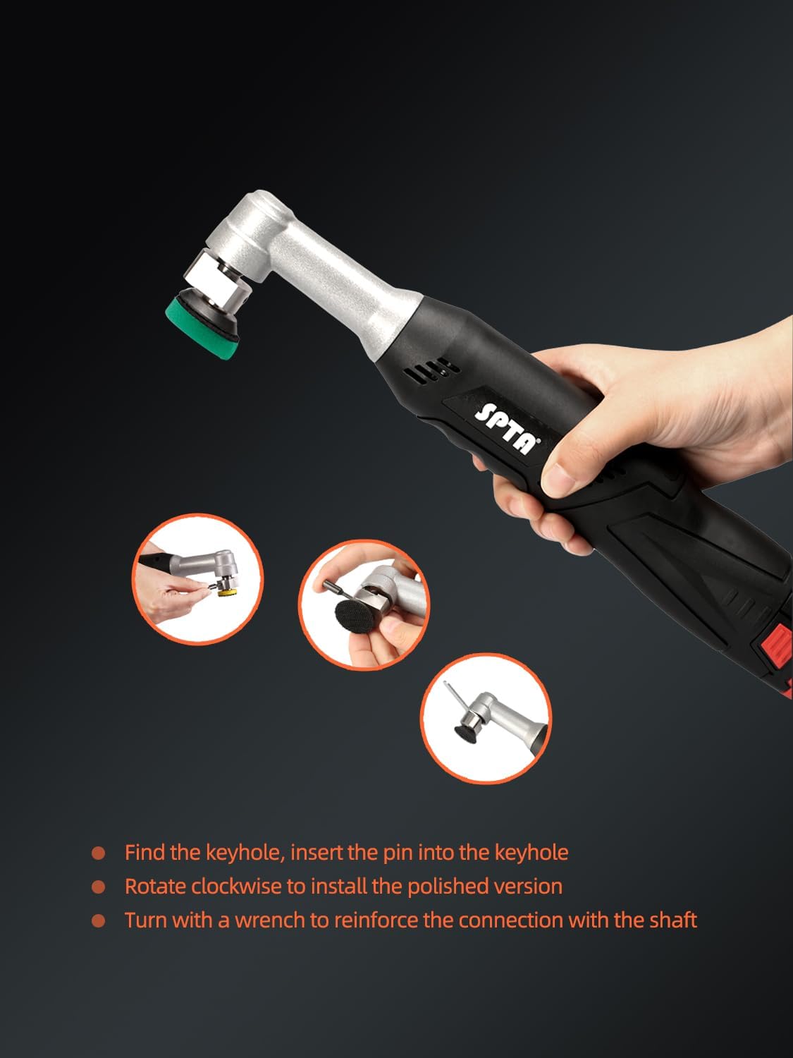 SPTA Cordless Mini Car Polisher, 12V Micro Cordless Scratches Killer Car Polisher RO/DA Mini Car Polisher for polishing, Sanding and Cleaning