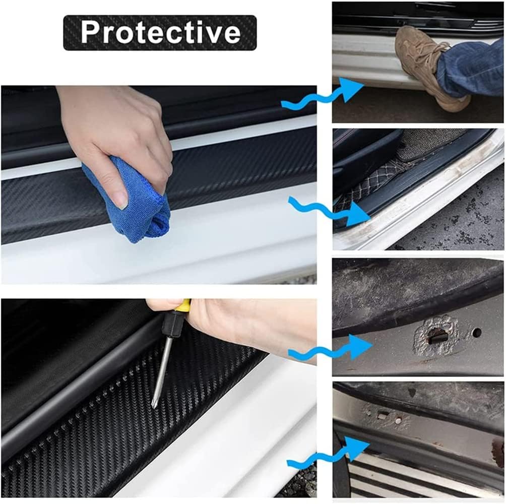 4Pcs Car Door Sill Protector for Nissan Altima, Carbon Fiber Anti-Scratch Guard for Nissan Altima Accessories - Self-Adhesive Car Door & Sill Protector -White