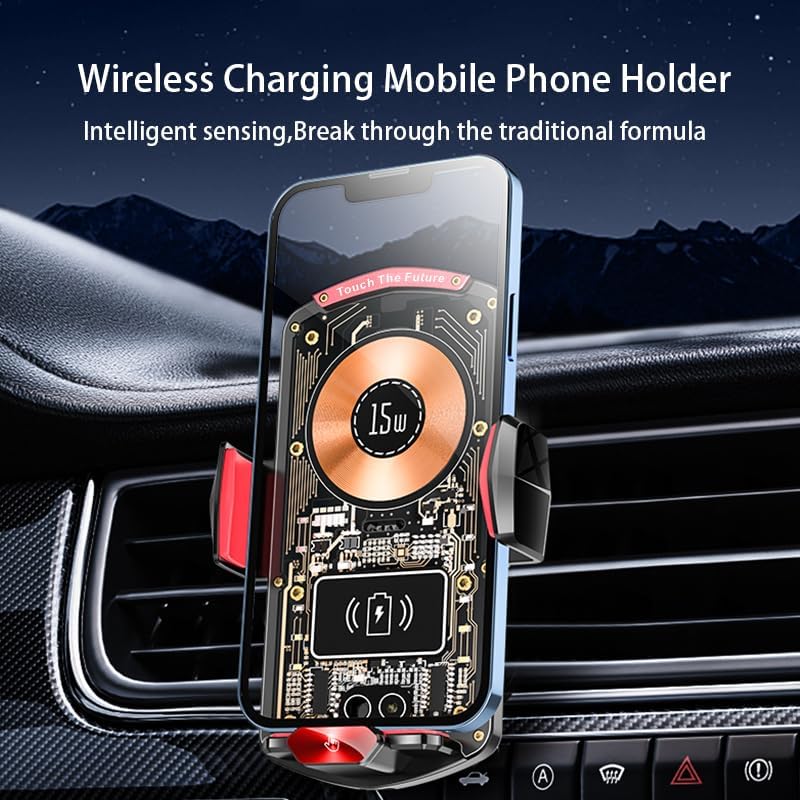 Wireless Car Charger, 15W Fast Auto-Clamping Vent Phone Holder
