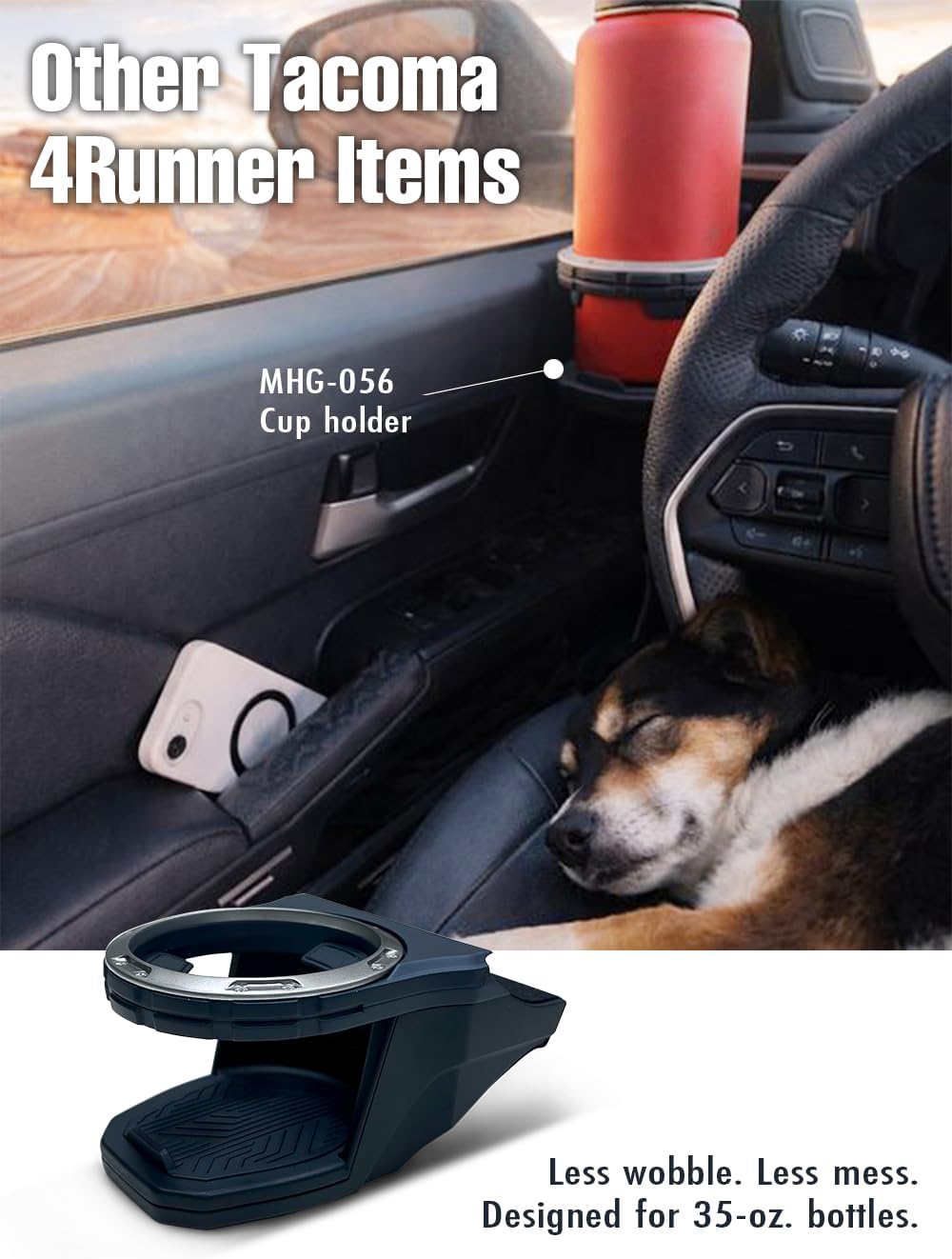 AZUTO Door Side Storage Organizer for TACOMA & 4RUNNER, Black Interior Accessories Compatible with Toyota Tacoma（N400, 2024+ model year）, 4Runner (N500, 2025+ model year Models