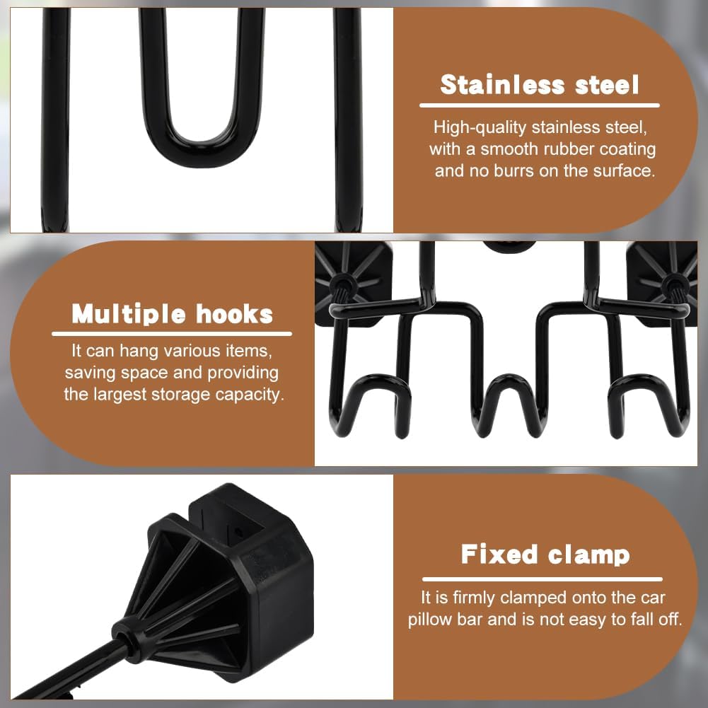 2 Pack Hard Hat Holder for Truck Seat Back, Headrest Organizer with 3 Hooks and 1 Storage Net for Safety Helmet, Caps, Jacket, Tool Bag, Hard Hat Accessories for Truck SUV (Black)