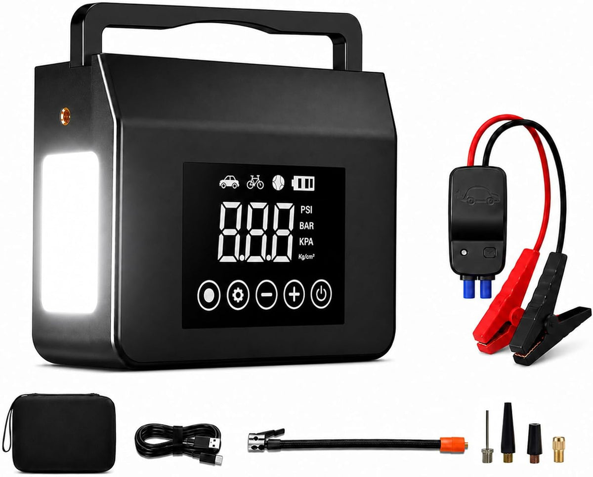 4000A Jump Starter with Air Compressor, 150PSI Tire Inflator, LED Light