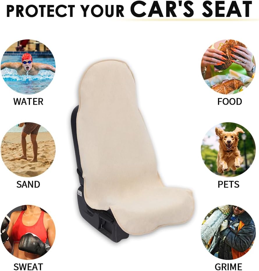 Waterproof Car Seat Cover Universial Fits Car Sweat Towel for Trucks SUV Car Seat Protector Beige