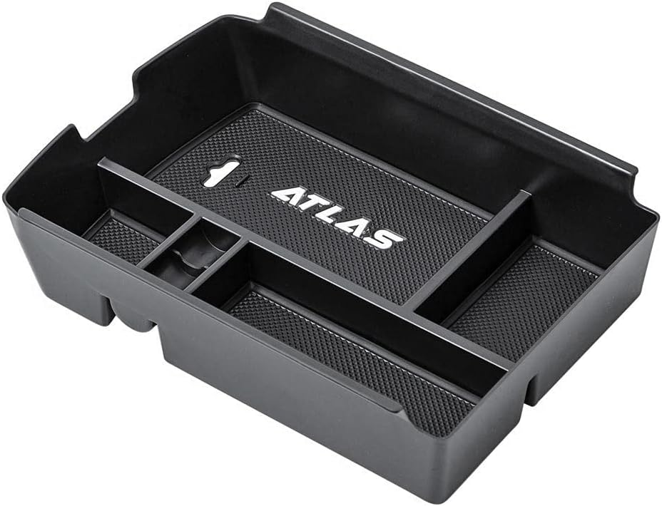 EDBETOS Center Console Organizer Tray Compatible with Atlas Accessories 2018 2019 2020 2021 2022 2023 Secondary Armrest Storage Glove Box Divider ABS Black Materials