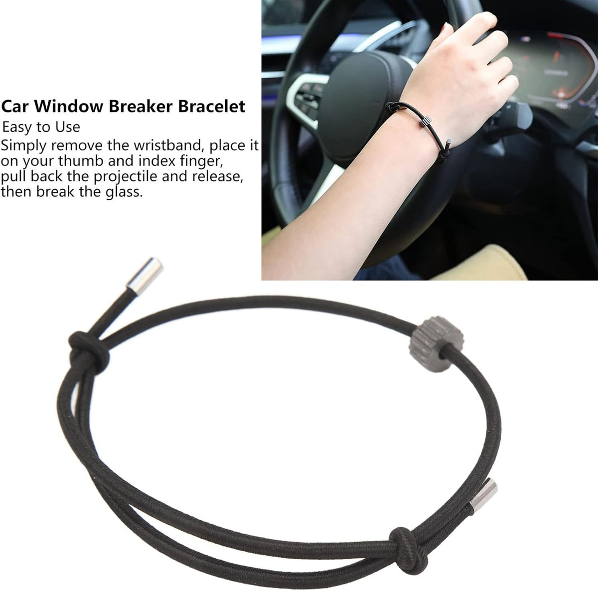 Tyenaza Car Window Breaker Bracelet, Wrist Strap Escape Tool Vehicle Rapid Escape Emergency Tempered Safety Glass Breaker