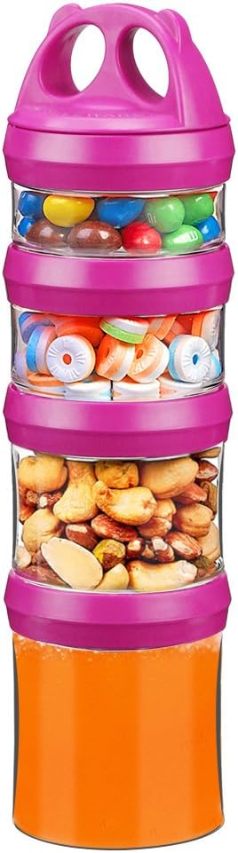 BeneLabel Stackable Food Storage Containers for Formula Travel Container for Storing Milk, Protein Powder, Snacks, Travel Items, BPA Free(Red, 31oz)